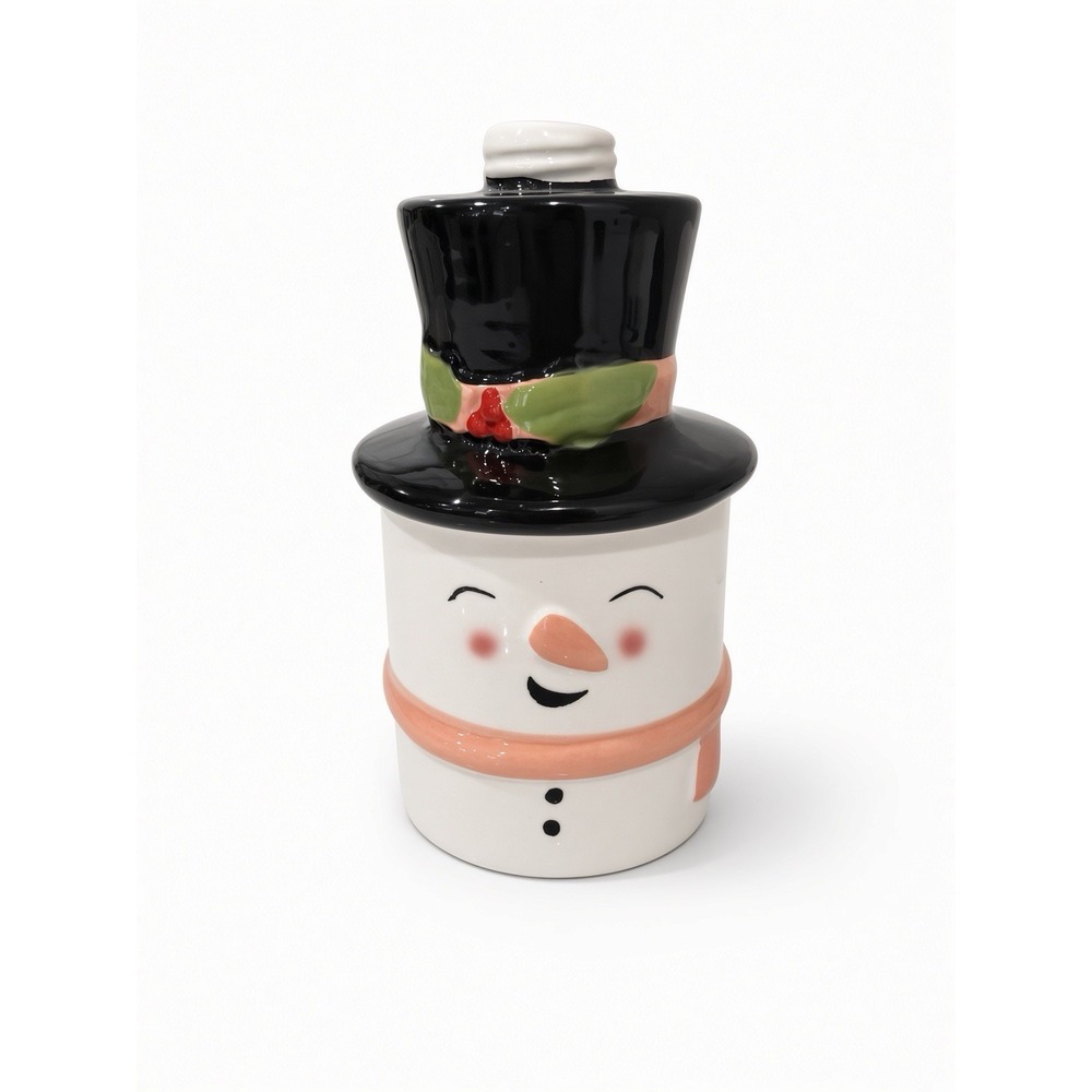 Yankee Candle Ceramic Snowman Taper/Dinner Candle Holder, Black Top Hat